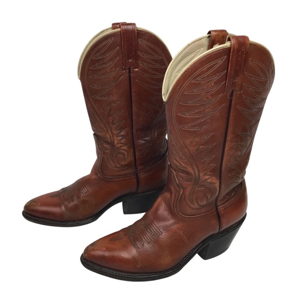 ACME Western 52669 Embroidered Leather Cowboy Boots Chestnut - Picture 1 of 12
